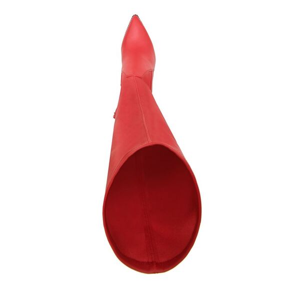 BAR III Womens Red Stretch Studded Milliee Pointed Toe Stiletto Boots 6.5 M - Picture 3 of 4